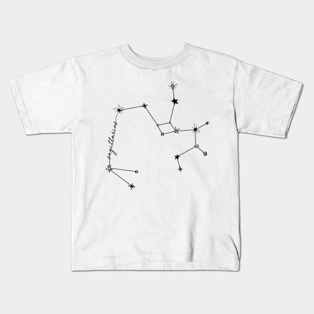 Sagittarius Zodiac Drawing Constellation Sticker Kids T-Shirt by aterkaderk